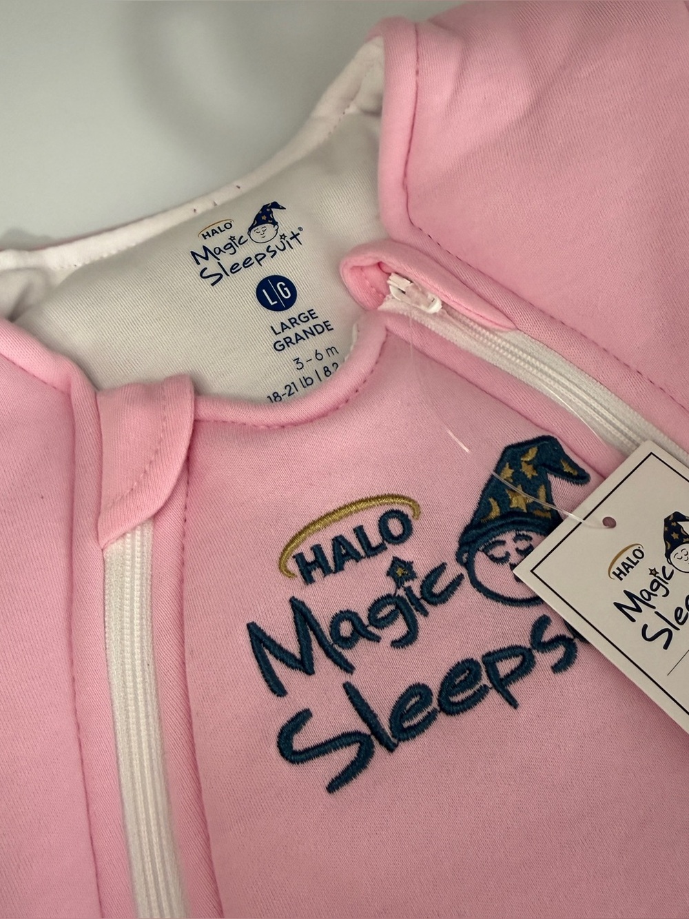 Halo Baby Merlin's Magic Sleepsuit - Large 3-6 Months 18-21lbs Pink Swaddle